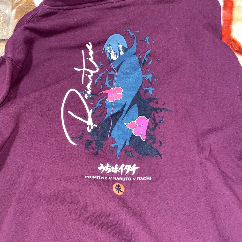 Primitive x naruto boys crows burgundy hoodie